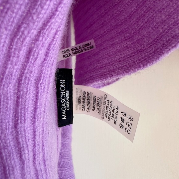 MAGASCHONI CASHMERE Purple Ruffle Waterfall Knit Scarf One Size - Picture 3 of 6